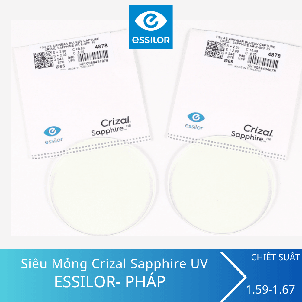 Tròng kính siêu mỏng Essilor Crizal Sapphire UV 3 Tròng kính siêu mỏng Essilor Crizal Sapphire UV