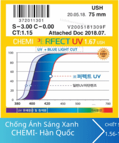 Tròng kính chống ánh sáng xanh Chemi U6 1.67 ASP Perfect UV Crystal U6 Coated 8 Tròng kính chống ánh sáng xanh Chemi U6 1.67 ASP Perfect UV Crystal U6 Coated