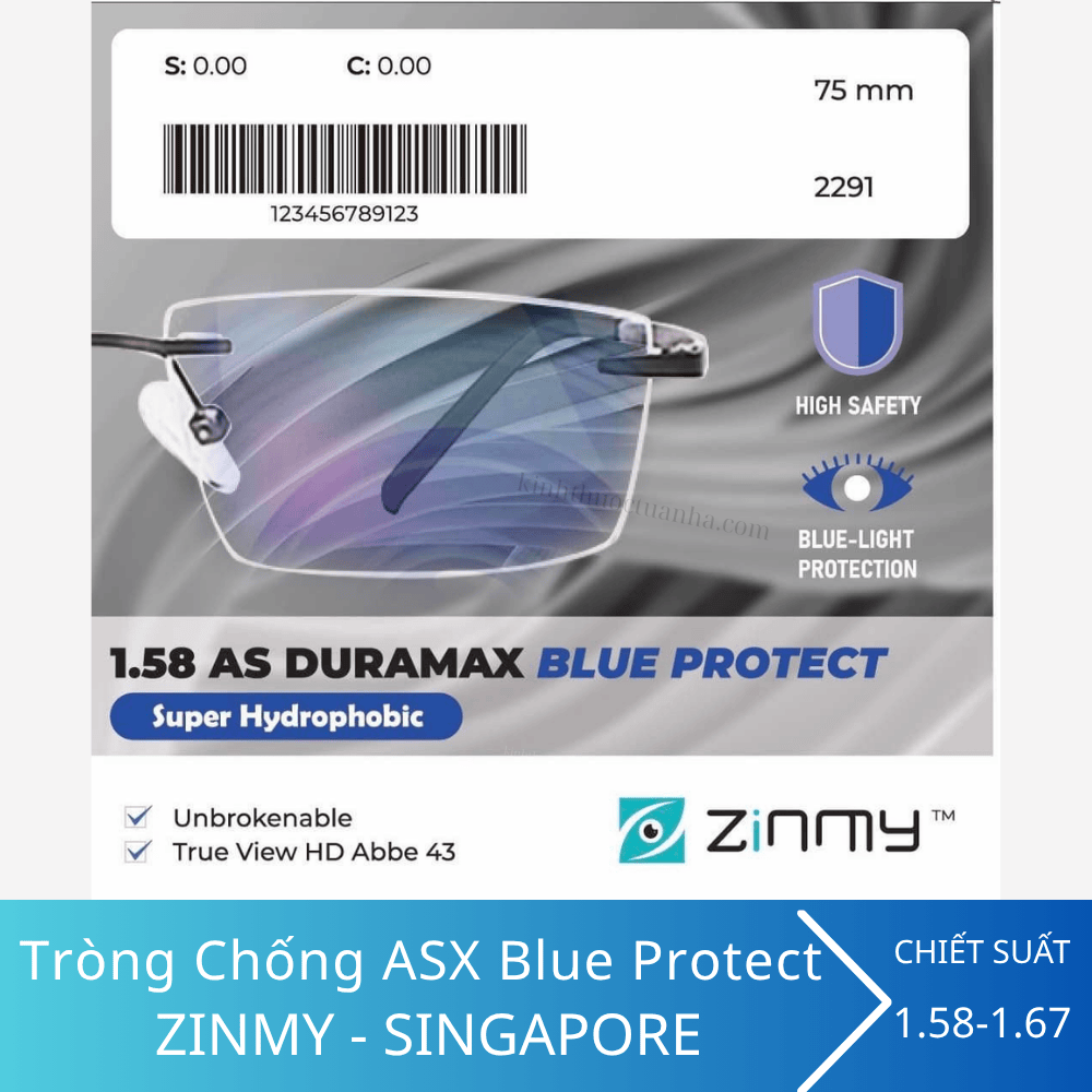 Tròng kính chống ánh sáng xanh Zinmy Blue Protect Singapore 3 Tròng kính chống ánh sáng xanh Zinmy Blue Protect Singapore