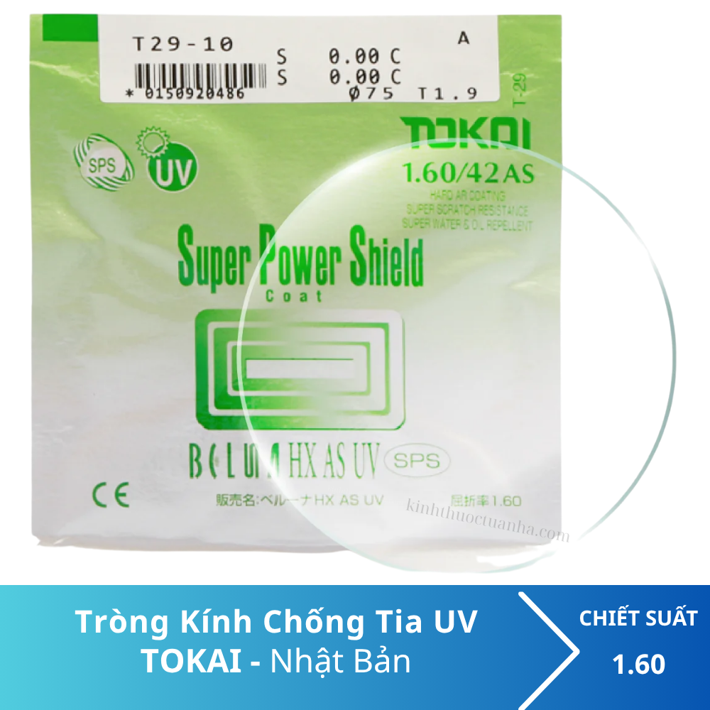 Tròng kính TOKAI 1.60AS SPS UV400 Nhật Bản 3 Tròng kính TOKAI 1.60AS SPS UV400 Nhật Bản